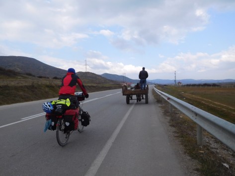 Horse drawn cart on the highway