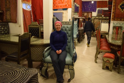 Captured in the Moroccan carpet shop...